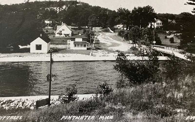 pentwater channel and channel bridge before the channel lane inn existed